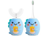 Cepillo de dientes eléctrico sónico inteligente para niños, en forma de U, de silicona, 360 grados, blanqueador dental, IPX7, resistente al agua.