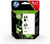 Paquete de 2 cartuchos de tinta originales HP 62 negros y tricolores (N9J71AE) Para Officejet móvil 250 envidia 5540/5640/7640