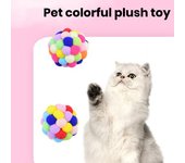 Juguete para gatos, pelota de peluche colorida con cascabel incorporado, divertido juguete colorido resistente a los arañazos y a las mordeduras, juguete de pelota de peluche para gatos, suministros para gatos A