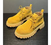 Botas Martin de otoño para hombre, botas altas estilo retro británico, botas Chelsea informales de caña media, cortas, 66618-J 38 amarillo