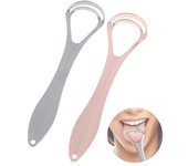 Rascador de lengua de doble capa, limpiador de lengua de acero inoxidable, cepillo Oral, 1 ud. plata