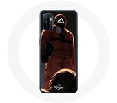 Coque Oppo A53 Squid Game Soldat Rouge avec Masque Triangle