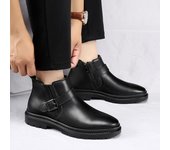 Nuevas botas de invierno, nuevas botas de moto de marca de lujo para hombre, zapatos de cuero de caña alta que combinan con todo, botas de negocios con cremallera lateral para hombre 39 marrón