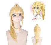 Anime 50CM Zelda: Peluca de disfraz de Cosplay resistente al calor con cola de caballo Rubio Dorado corto Breath of the Wild Link 50CM amarillo