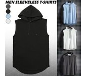 Hombres Gimnasio Sin Mangas Sudadera Con Capucha Fitness Deportes Músculo Con Capucha Chaleco Camiseta Camiseta Sin Mangas M blanco