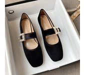 Zapatos planos tipo ballet con hebilla cuadrada y diamantes de agua, zapatos individuales para mujer, zapatos Mary Jane 33