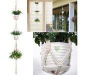 3 capas tejidas a mano plantas flores maceta colgante cesta soporte red decoración de jardín
