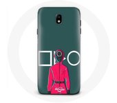 Coque pour Samsung Galaxy S5 Squid Game Soldat Rouge avec Masque Cercle Fond Vert