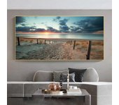 Pósteres de paisaje de dunas de playa, pintura en lienzo, impresiones de puente de madera de camino, arte de pared para sala de estar, decoración del hogar, Cuadros sin marco 20x40cm No Frame
