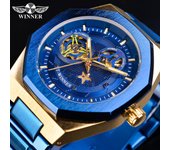WINNER Reloj mecánico automático con movimiento mecánico esquelético informal a la moda para hombre