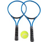 Raqueta de tenis de aleación de hierro para niños, raqueta de práctica para principiantes con pelota y bolsa de transporte(azul)