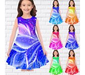 Vestidos de rayas curvadas en 3D para niñas, vestido de princesa sin mangas para fiestas de niñas mayores de cuatro años 120 azul