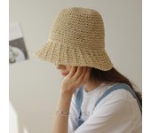 Sombrero de paja pastoral, sombrero de playa de viaje, sombrero de pescador de temperamento de verano para mujer, versión femenina, sombrero para el sol nuevo M（56-58cm） caqui