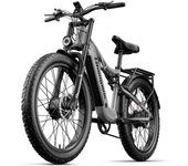Bicicleta eléctrica Shengmilo S600 para adultos, 2000 W, motor dual, 48 V, 17,5 Ah, batería Samsung, neumáticos anchos de 26 pulgadas. gris