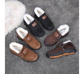 Zapatos casuales de invierno para hombre, cálidos, para caminar, para el trabajo, con forro de piel sintética, mocasines antideslizantes, zapatillas, botas cortas cómodas, botines livianos para hombre 39 negro