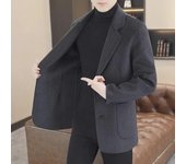 Abrigo de cuello alto de lana para hombre (2024): tendencia informal de negocios otoño/invierno 4XL negro