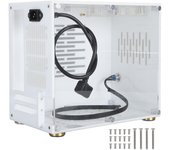 Caja de ordenador Mini ITX profesional de tipo abierto de 360 grados con laterales acrílicos transparentes para juegos DIY