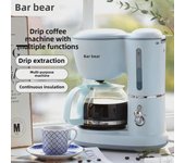 Cafetera y tetera de goteo americana Bear Bear: Máquina de café y molinillo totalmente automática, todo en uno, pequeña para uso doméstico. azul claro