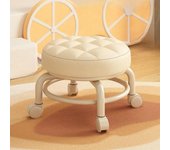 Taburete bajo con polea para el hogar con ruedas Taburete redondo para niños Taburete pequeño con ruedas universal móvil para sala de estar naranja