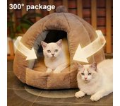 Cama para gatos con forma de calabaza, acogedora cama nido para mascotas, cueva suave para gatos, tienda de campaña para mascotas con cojín extraíble, cálido condominio para gatos, lugar de descanso para gatos, gatitos, perros pequeños L marrón