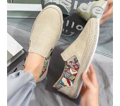 Zapatos planos informales transpirables de lino de verano para hombre, alpargatas, mocasines de lona, calzado de pescador para conducir 39 verde