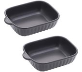 Juego de cerámica para horno gratinado Nakashima Juego de platos para horno tostador de tamaño medio que ahorran tiempo (negro, 2) negro
