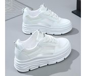 Moda 2024, zapatos blancos altos, zapatos femeninos de malla transpirable, zapatos de placa inferior gruesa de verano, zapatos casuales, zapatillas de deporte femeninas 34