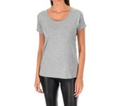 Camiseta manga corta y cuello redondo 1487905960 para Mujer M gris