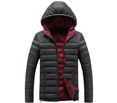 Nueva chaqueta acolchada informal de invierno para hombre, con capucha, gruesa y cálida, acolchada de doble cara, ropa para jóvenes L