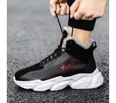 Botas de nieve de invierno para hombres y mujeres, zapatos de algodón cálidos para exteriores, botas altas cálidas de felpa hasta el tobillo, zapatillas de deporte para hombre 39 negro