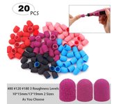 20 piezas de tapas de lijado para pedicura, brocas de mandril para uñas, cabezales de bandas de lijado, removedor de gel, cortadores de fresado para manicura, herramientas eléctricas para uñas