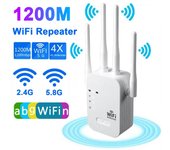 Repetidor WiFi inalámbrico de 1200Mbps Amplificador de señal WiFi Amplificador Wi-Fi de 2,4G/5GHz Extensor de largo alcance Enrutador Tarjeta de red Accesorios de computadora EU Plug