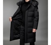 Chaqueta de plumón para hombre, larga por encima de la rodilla, de invierno, con capucha de plumón de pato blanco, color liso, juvenil, versátil, de moda. M