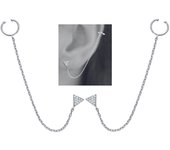 Les Trésors De Lily [M9929] - Boucles bagues oreilles argent 'Triangles' blanc argenté (rhodié) - 5x5 mm