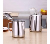 Jarra para espumar café con tapa, multifuncional, de acero inoxidable, para café con leche, herramienta de barista 350ml