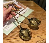 Cuchara de cocina cuadrada grande de acero inoxidable, cucharón de fondo plano para sopa de arroz, espátula para servir helado y postre, vajilla plata
