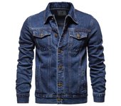 Primavera hombres chaquetas de mezclilla de solapa sólida moda motocicleta Jeans chaquetas Hommes Slim Fit algodón Casual negro azul abrigos 5XL negro