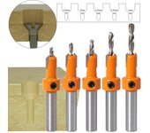 Juego de brocas avellanadoras para carpintería Hss con vástago de 8mm, Extractor de tornillos para fresado de madera 2.8mmX8mm
