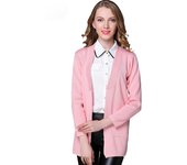 Cárdigan largo medio para mujer, prendas de vestir exteriores de punto con bolsillo elegante, suéter, Tops tipo capa, primavera y otoño S color rosa
