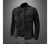 Chaqueta vaquera ajustada de Marvel Venom para hombre: cuello alto retro, cremallera para ciclismo y motocicleta. 4XL negro