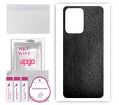 apgo Protective Skin Sticker for the back compatible with Vivo Y02, Wrap Film, Foil, Vinyl - Pattern Black Leather