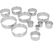 Juego de 12 moldes redondos de acero inoxidable para mousse, moldes para tartas, fondant, galletas, moldes para cortar, herramienta para hornear