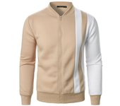 Chaqueta de primavera para hombre, sudaderas informales de manga larga con cuello levantado y cremallera, abrigos de calle de Color contrastante a la moda S blanco