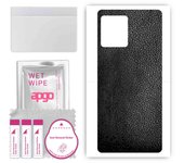 apgo Protective Skin Sticker for the back compatible with Motorola Edge 30 Ultra, Wrap Film, Foil, Vinyl - Pattern Black Leather