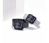 Reloj electrónico LED pantalla grande diseño cuadrado de moda tiempo preciso cómodo reloj con banda de silicona negro