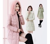 Parkas con capucha y cordones para mujer, abrigos acolchados largos y gruesos de algodón y piel para otoño e invierno, chaquetas con bolsillos, prendas de vestir cálidas L caqui