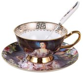 Juego de Taza de cerámica de estilo europeo, platillo y cuchara, tazas de té de porcelana de hueso, pequeños diseños florales, blancos, rosas y azules, utensilio de cocina para el hogar Birdy Floral Blue