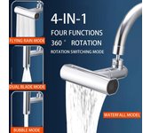 Grifo de cocina en cascada con rotación de 720° 4 en 1, boquilla pulverizadora para fregadero de cocina de 4 funciones, grifo de cocina de alta presión para accesorios de fregadero de cocina plata