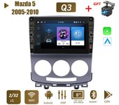 Reproductor de vídeo Multimedia para Radio de coche Android 2 Din de 8 pulgadas para Mazda 5 2005-2010 con botón Carplay WiFi BT 2 + 32GB 1+32GB