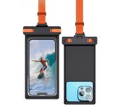 Funda impermeable para teléfono con pantalla táctil subacuática IPX8, funda impermeable para teléfono compatible con teléfonos móviles de hasta 7,0 pulgadas 1 Pack&Case & Strap